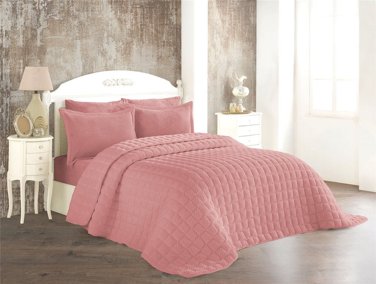 Tagesdecke, Decke, Bettüberwurf, Set, pink, 2 Kissenbezüge