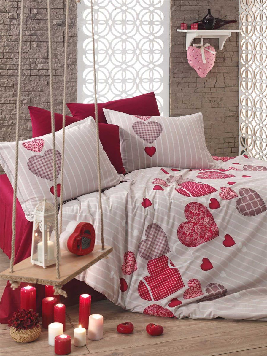 Bettwäsche, 6tlg , 135x200cm #HEART ROT