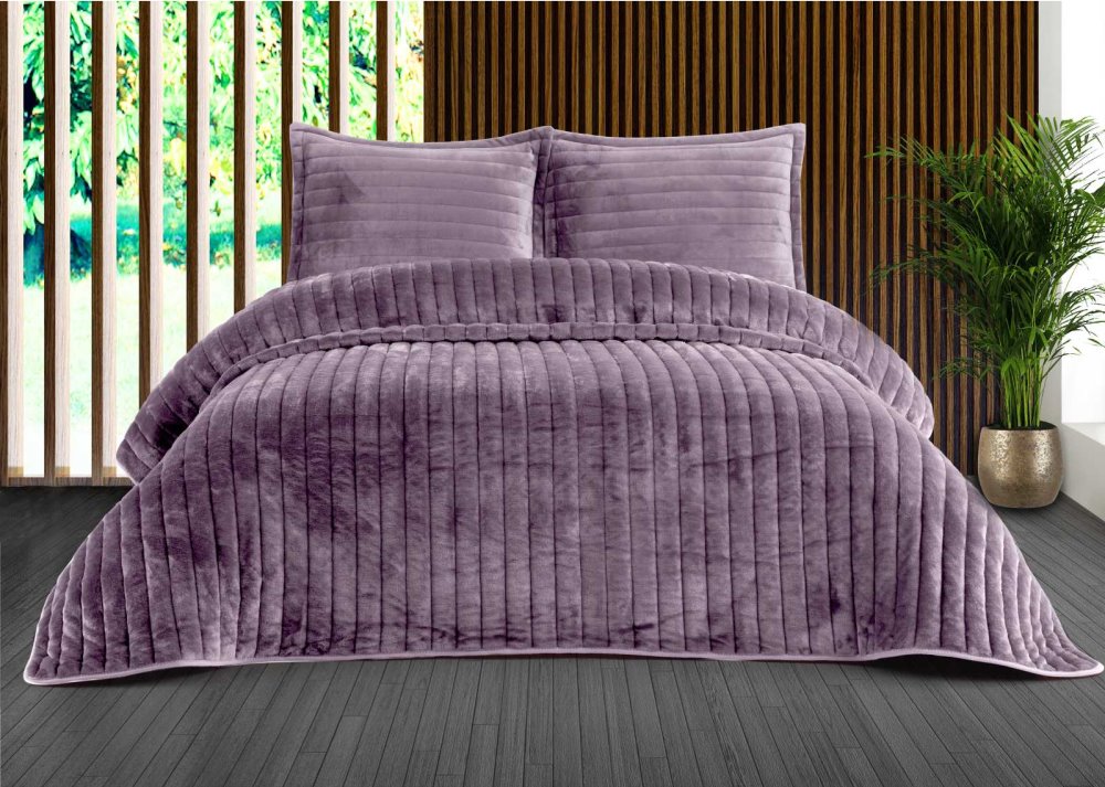 Tagesdecke, Decke, Bettüberwurf, Set, lila, 2 Kissenbezüge