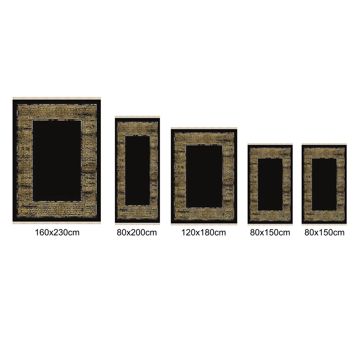 Teppich Kurzflor Wohnzimmer Läufer Set 80x150cm, 80x200cm, 120x180cm, 160x230cm