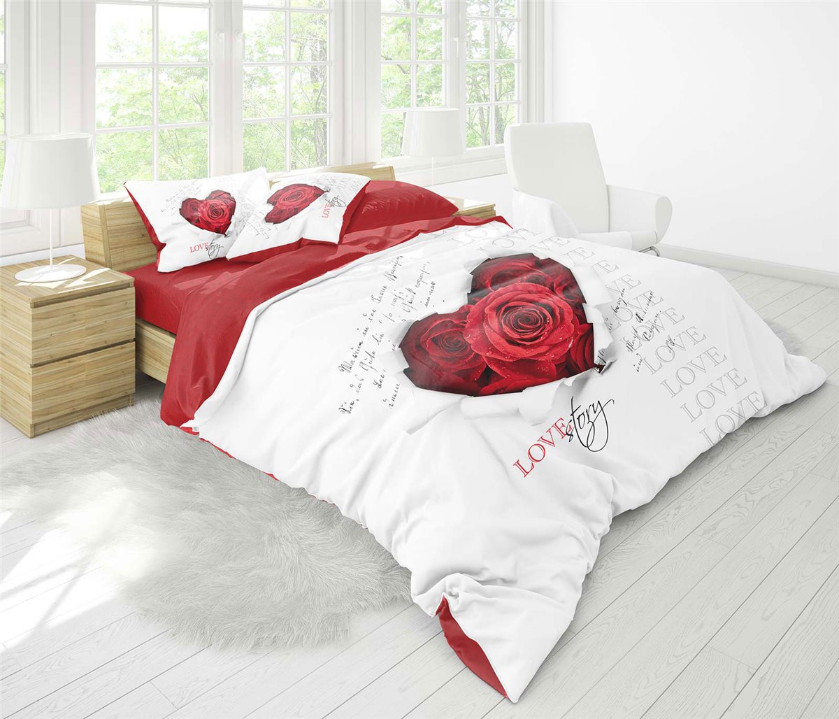 3D Bettwäsche, 6tlg, 220x240cm #LOVESTORY
