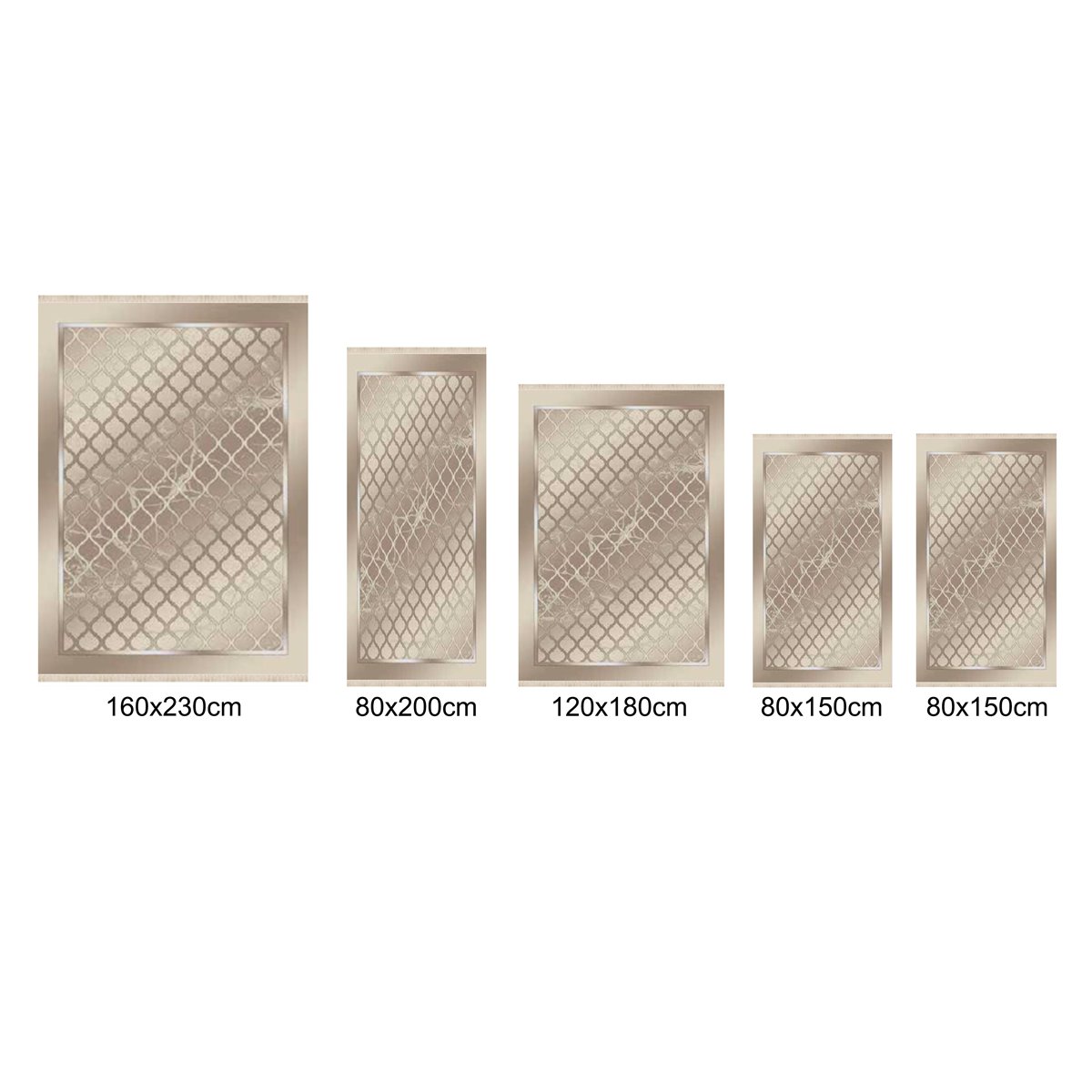 Teppich Kurzflor Wohnzimmer Läufer Set 80x150cm, 80x200cm, 120x180cm, 160x230cm