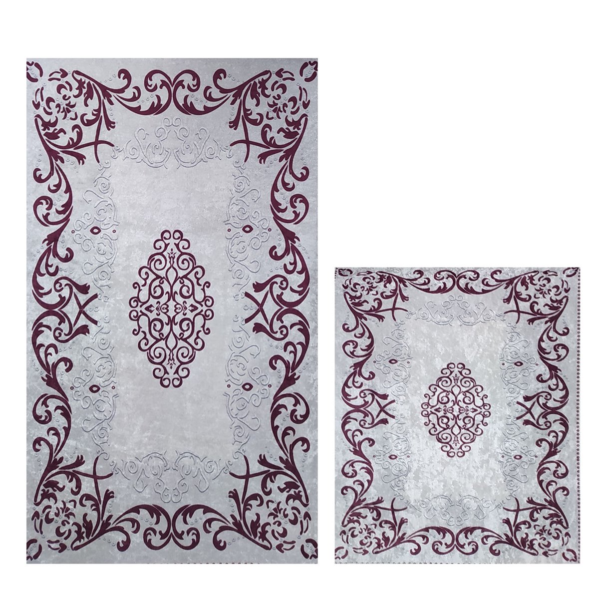 2 tlg Badematte, Teppich, Badeteppich, Badgarnitur, Vorleger Set WC Bad #D2033