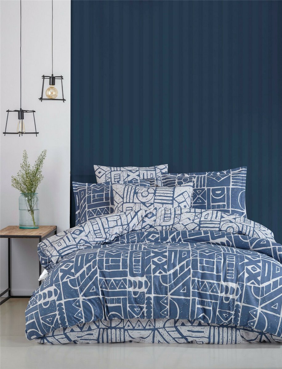 6 tlg 135x200 cm Bettwäsche Bettgarnitur #Leo Blau