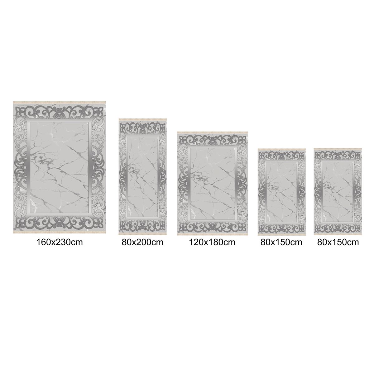 Teppich Kurzflor Wohnzimmer Läufer Set 80x150cm, 80x200cm, 120x180cm, 160x230cm