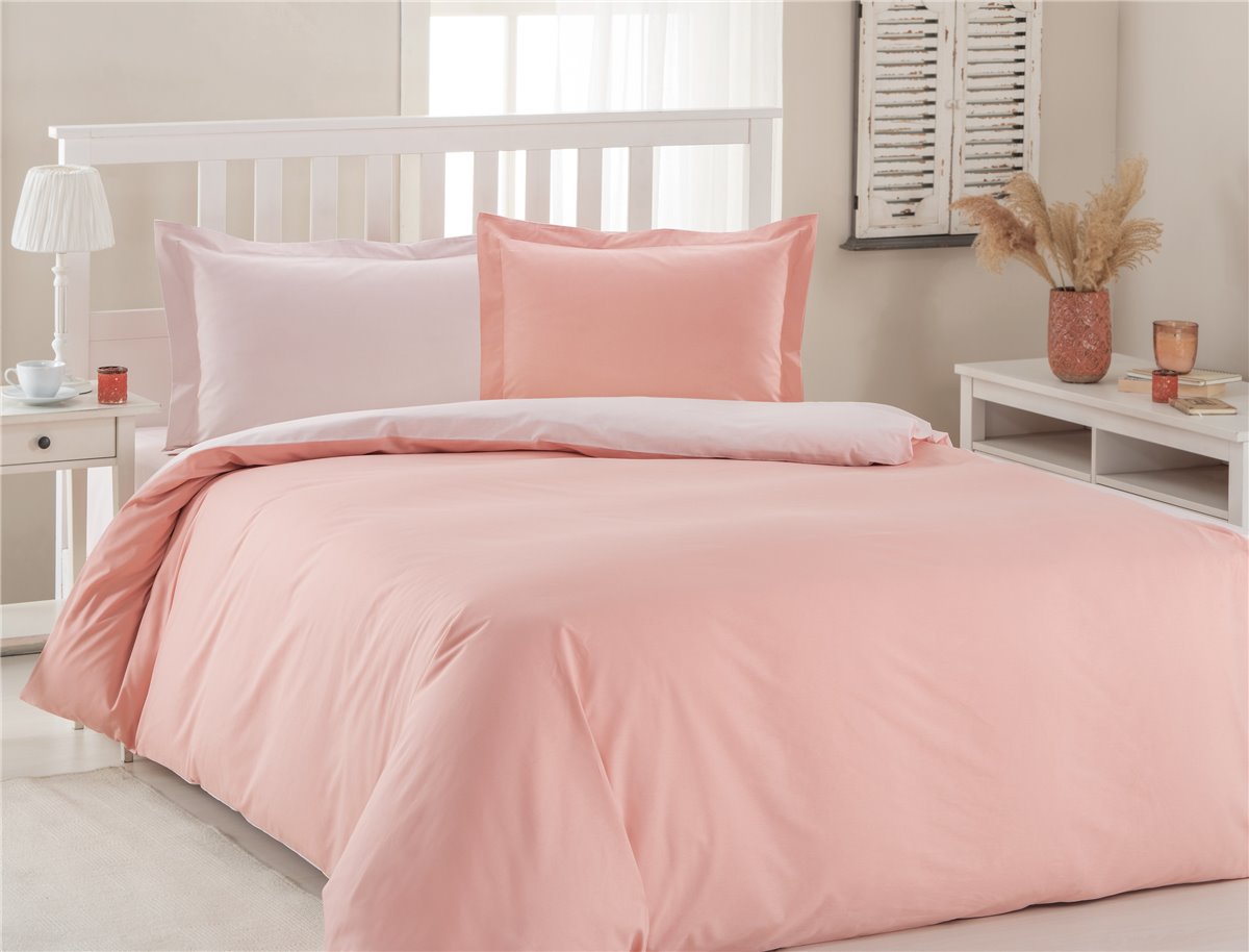 4tlg Bettwäsche 200x220cm Baumwolle PUDER-LACHS