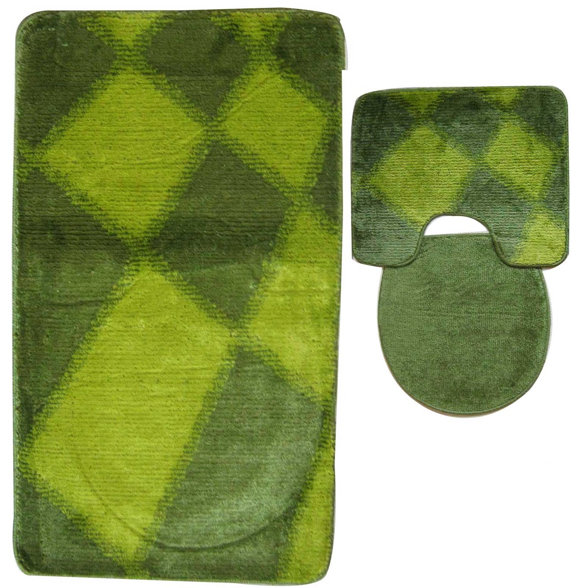 3 tlg Badematte Badezimmerteppich Badteppich Set #09 GRÜN