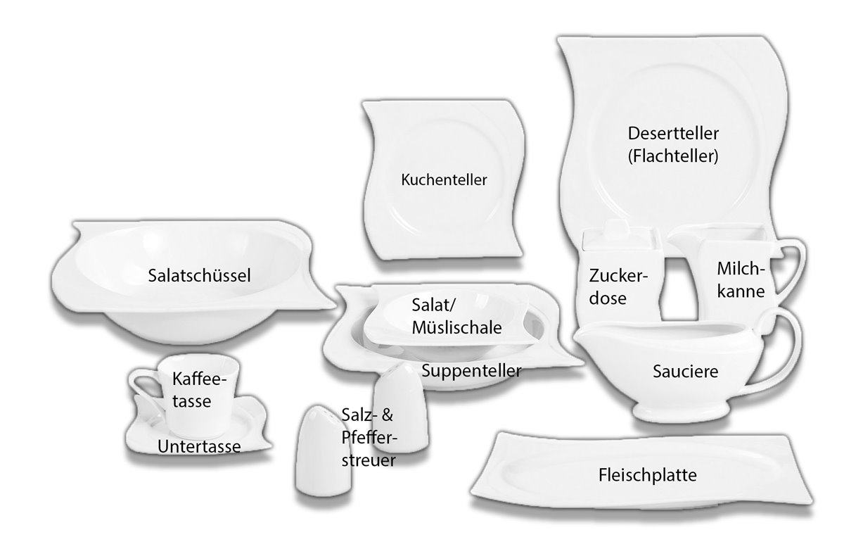 Kombiservice Chardon, weiß, 43tlg, 6 Personen