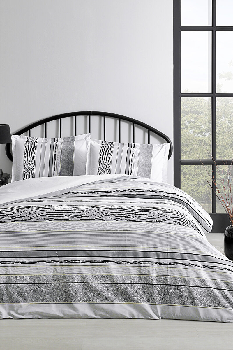 4tlg Bettwäsche 200x220cm Baumwolle GRISE