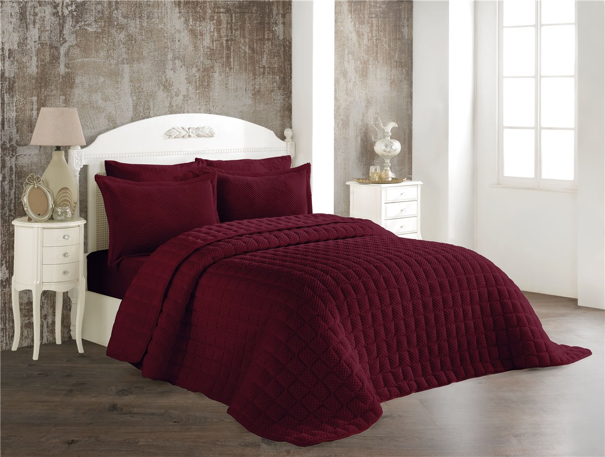 Tagesdecke, Decke, Bettüberwurf, Set, rot, 2 Kissenbezüge