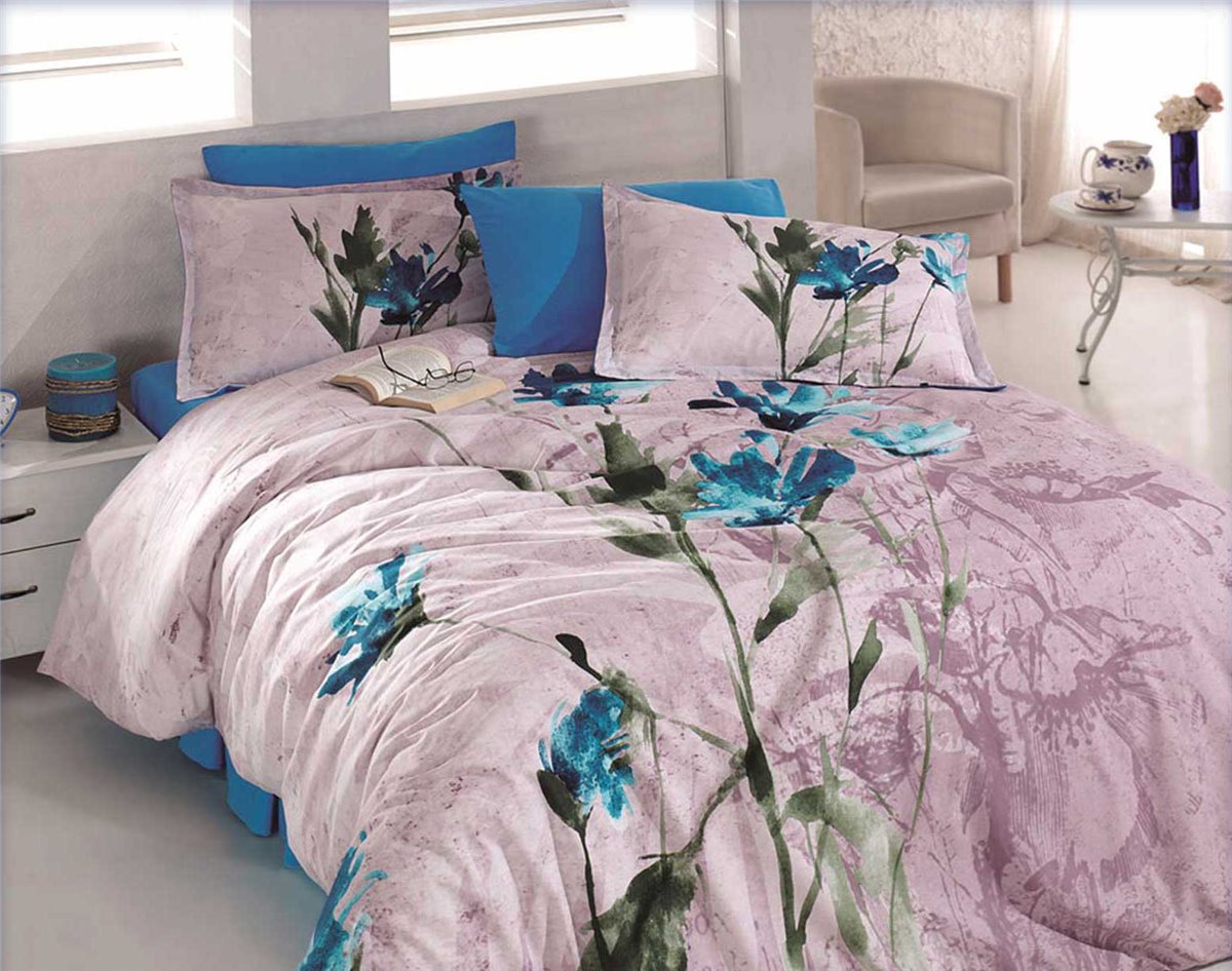 Bettwäsche, 6tlg, 220x240cm #AZRA BLAU