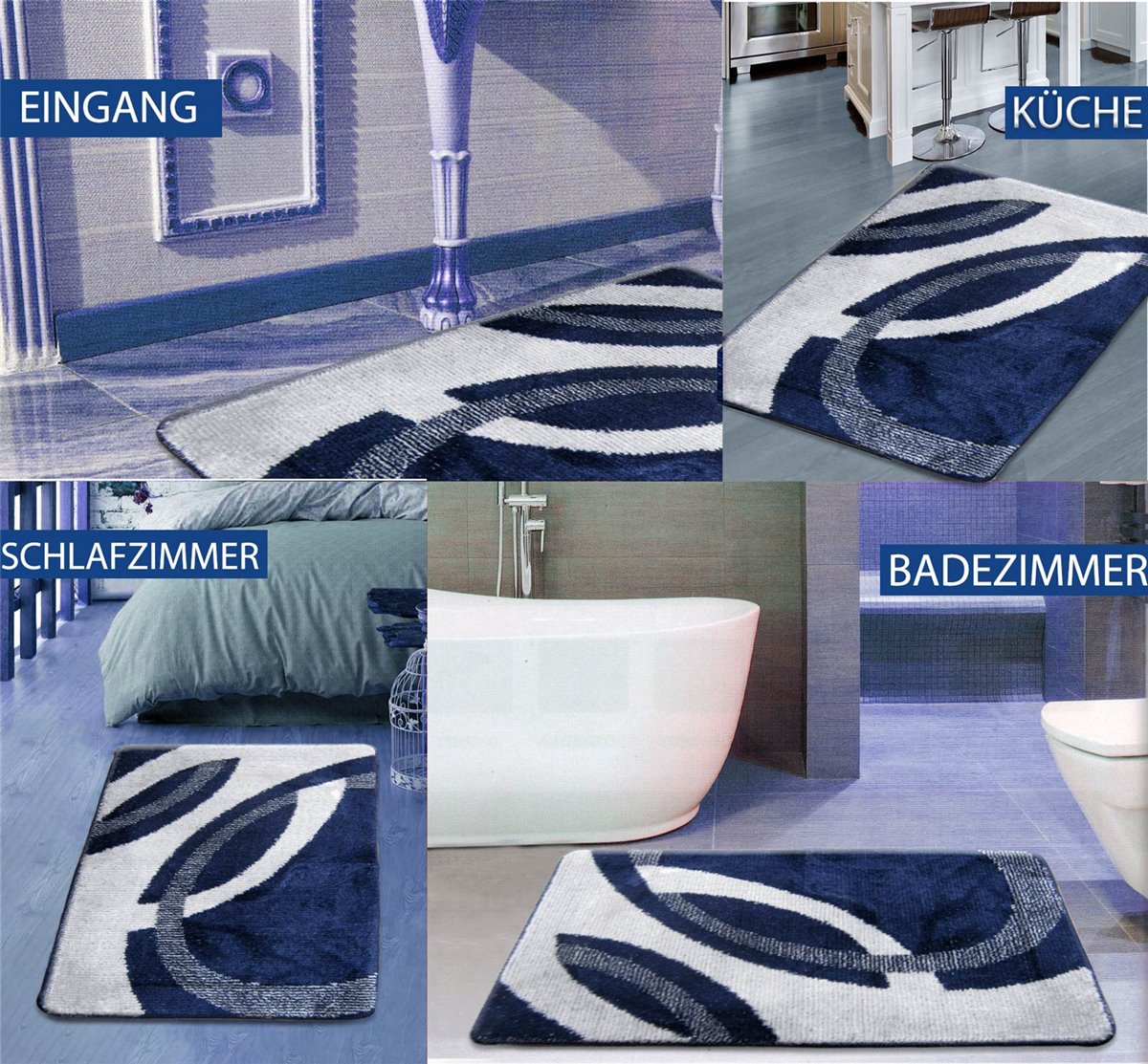 Badematte, 80x200 cm #04 BLAU-GRAU