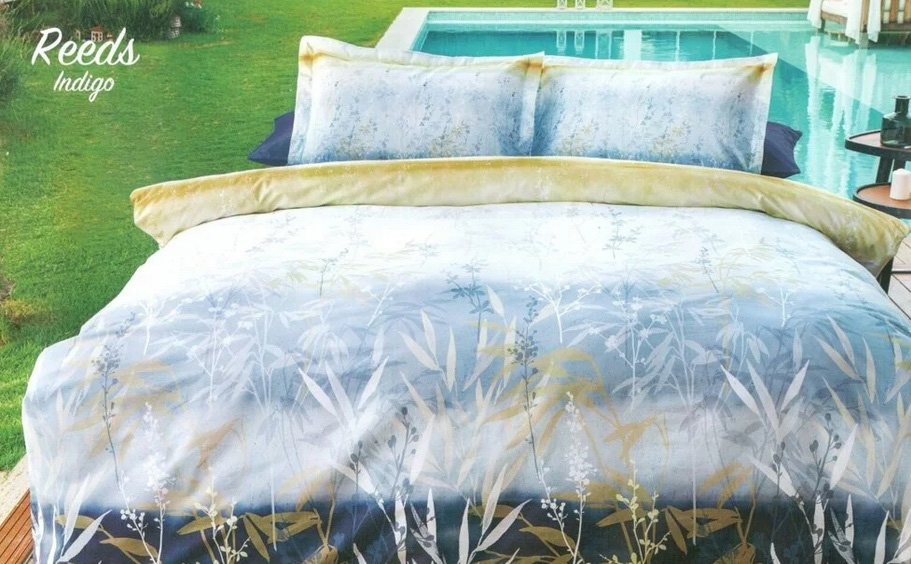 4tlg Bettwäsche 200x220cm Baumwolle REEDS INDIGO