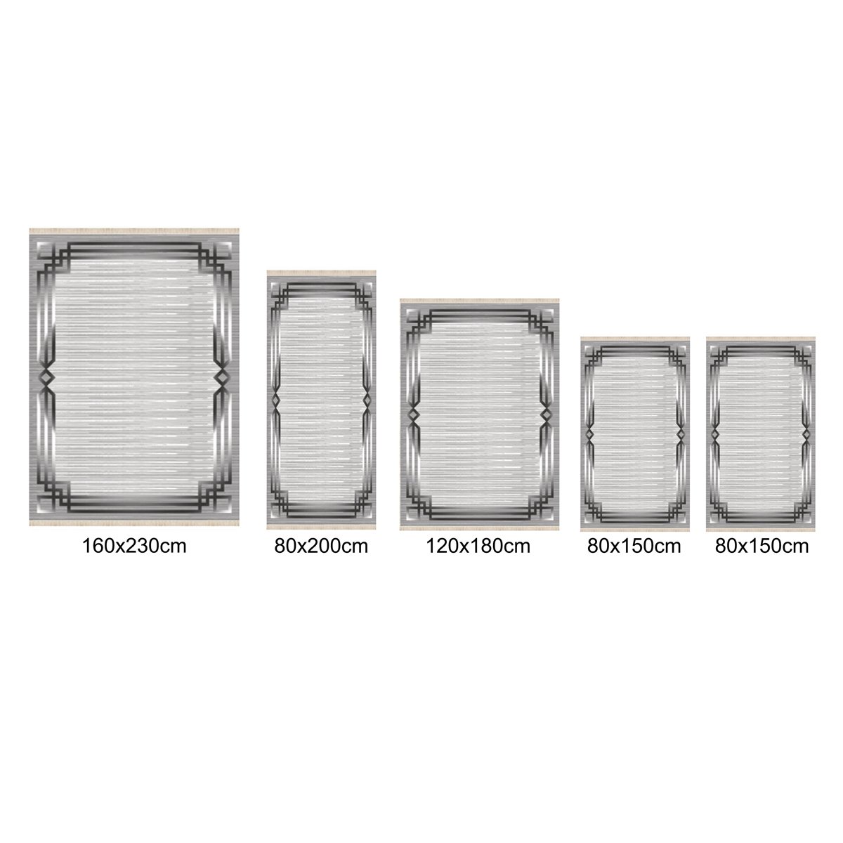 Teppich Kurzflor Wohnzimmer Läufer Set 80x150cm, 80x200cm, 120x180cm, 160x230cm